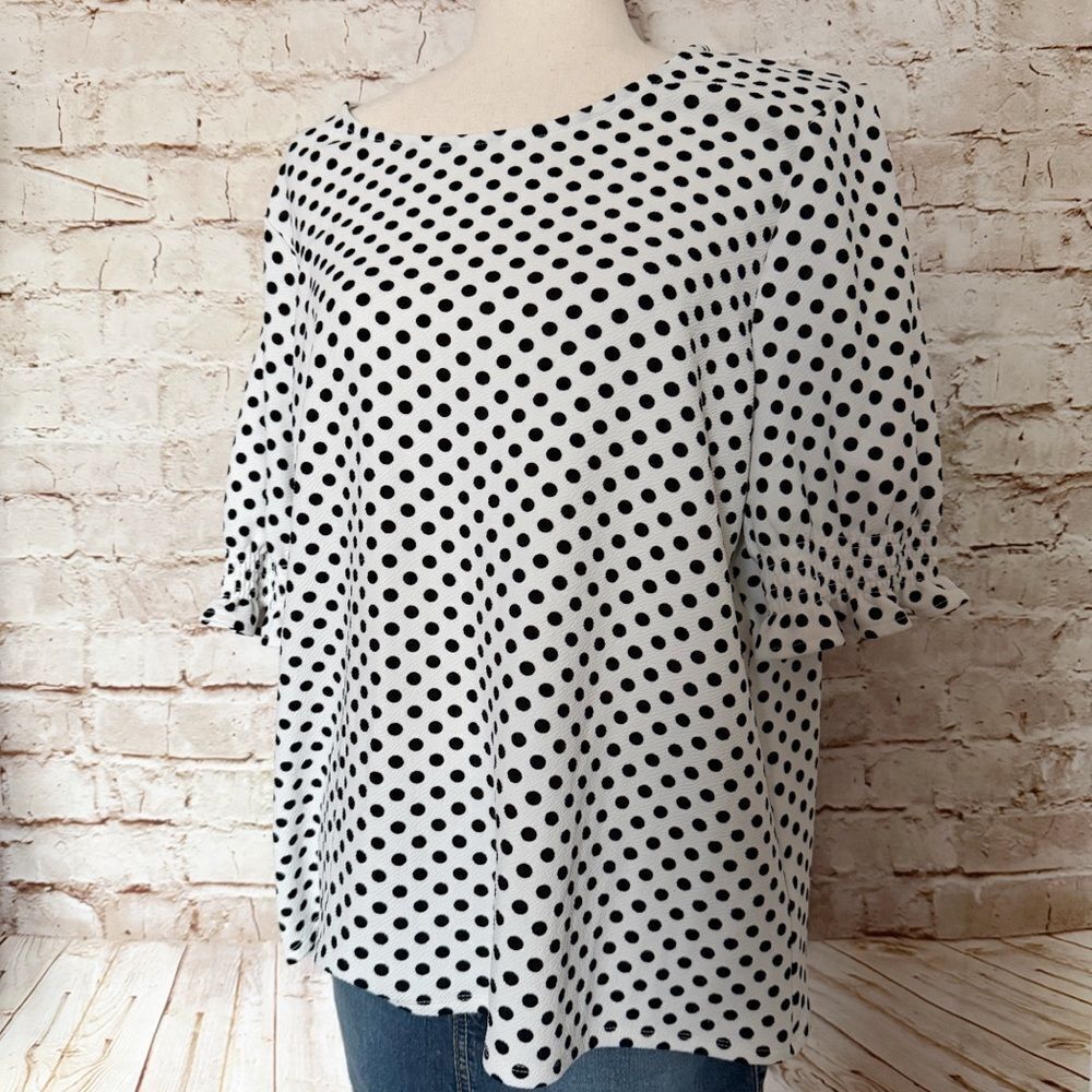 Adrianna Papell polka dot crepe top
